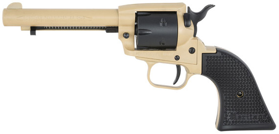 Heritage Mfg SRR22V4 Rough Rider 22 LR 6 Shot 4.75 in Sabre Sand Cerakote Steel Barrel, Sabre Sand Cerakote Steel Frame, Black Satin Cylinder, Black Polymer Grip, Hammer/Thumb Safety, Exposed Hammer , Revolver
