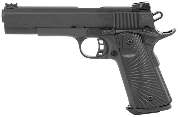 Taylors & Company 230056 1911 Tactical Full Size 10mm Auto 8+1, 5 in Stainless Steel Barrel, Black Parkerized Serrated Slide, Black Parkerized Steel Frame w/Beavertail, Black/Gray G10 Grip, Pistol