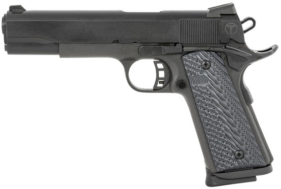 Taylors & Company 230058 1911 Tactical Full Size 9mm Luger 8+1, 5 in Stainless Steel Barrel, Black Parkerized Serrated Slide, Black Parkerized Steel Frame w/Beavertail, Black/Gray G10 Grip, Pistol