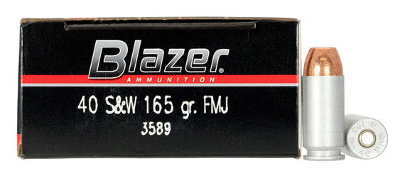 CCI 3589 Blazer 40S&W 165gr Total Metal Jacket 50 Per Box/20 Case Centerfire, Handgun Ammunition