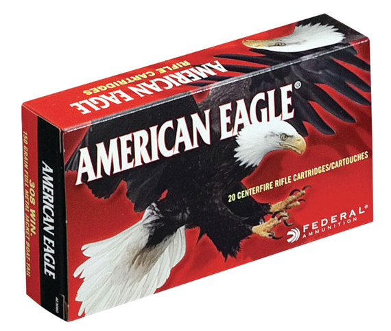 Federal AE308D American Eagle 308Win 150gr Full Metal Jacket Boat Tail 20 Per Box/25 Case Centerfire, Rifle Ammunition
