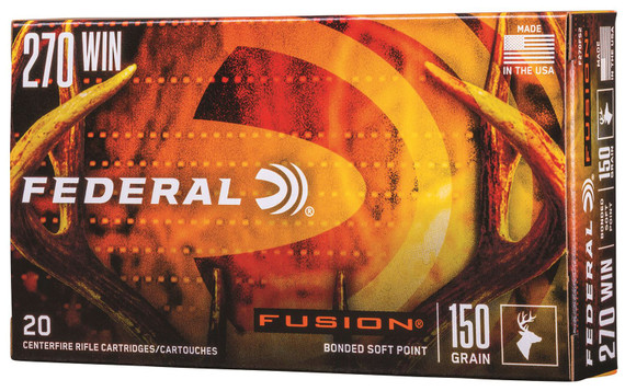 Federal F270FS2 Fusion 270Win 150gr Bonded Soft Point 20 Per Box/10 Case Centerfire, Rifle Ammunition