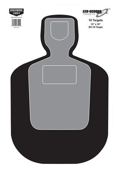 Birchwood Casey 37201 EZE-Scorer BC-19 Silhouette Hanging Universal 12 in x 18 in Black/Gray/White 10 Pk. Paper Targets