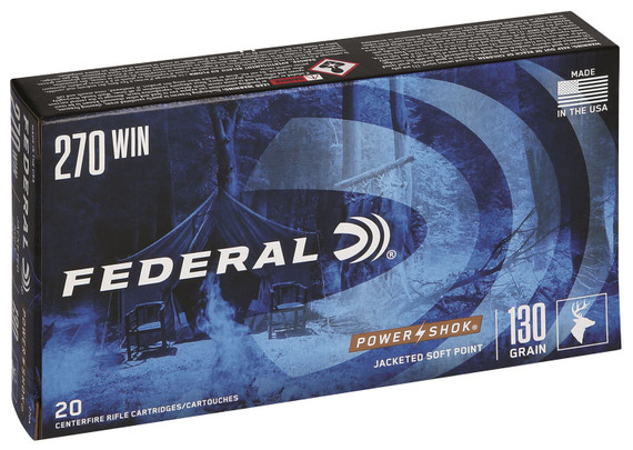 Federal 270A Power-Shok 270Win 130gr Jacketed Soft Point 20 Per Box/10 Case Centerfire, Rifle Ammunition