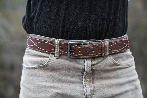 Magpul MAG1276-210-36 Tejas EL Pistolero Chocolate Brown Bull Hide 36 in 1.50 in Wide Buckle Closure