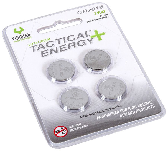 Viridian 3500013 CR2016 Lithium Battery Tactical Energy Silver 3.0 Volts 85 mAh (4) Single Pack