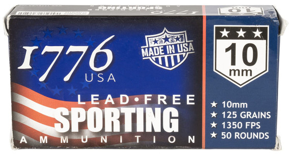 1776 USA 1776010125 Lead Free Sporting 10mm Auto 125gr Lead Free Ball 50 Per Box/20 Case Centerfire, Handgun Ammunition