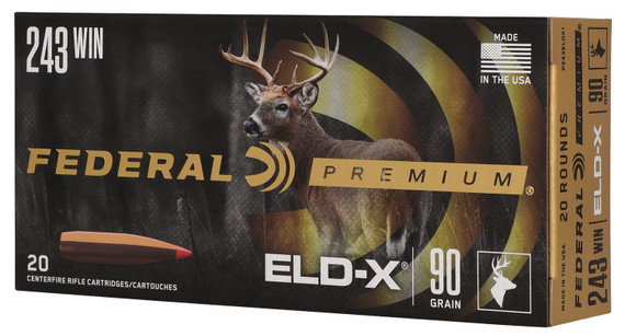 Federal P243ELDX1 Premium ELD-X 243Win 90gr 20 Per Box/10 Case Centerfire, Rifle Ammunition