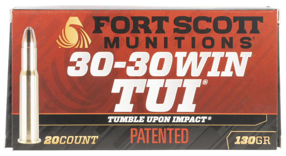 Fort Scott Munitions 3030130SCV Tumble Upon Impact (TUI) 30-30Win 130gr Solid Copper Spun 20 Per Box/25 Case Centerfire, Rifle Ammunition