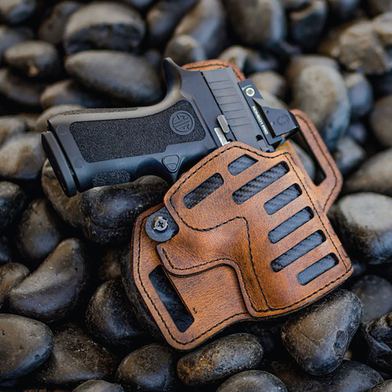 Versacarry C22112 Compound OWB Size 01 Brown Leather Belt Slide, Holster