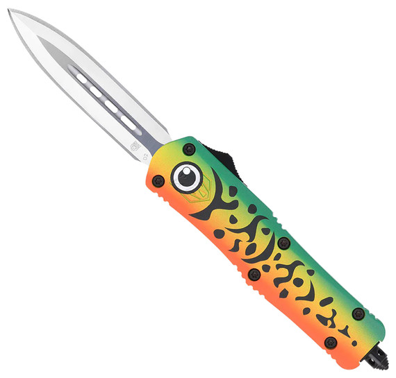 CobraTec Knives MFLGNFS3DAGNS FS-3 Fishing Lure Medium 3 in OTF Dagger Plain Satin D2 Steel Blade, 4.50 in Green Fishing Lure Aluminum Cerakoted Handle, Knife