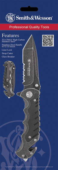 Smith & Wesson Knives SWBG10SCP Border Guard 3.50 in Folding Part Serrated Stainless Steel Blade 4.80 in Aluminum/G10 Handle Includes Pocket Clip, Knife