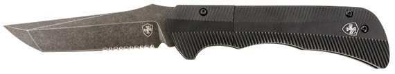 Templar AAABK521 Auto Assist 3.50 in Folding Tanto Part Serrated Black Oxide Stonewashed Powder Coated D2 Steel Blade/ 4.25 in Aged Aluminum Handle, Knife