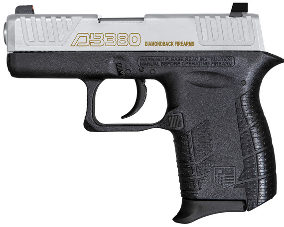 Diamondback DB0100E022 DB380 Gen4 Micro-Compact Frame 380 ACP 6+1, 2.80 in Stainless Steel Barrel, Nickel Boron Serrated Stainless Steel Slide, Black Polymer Frame w/Beavertail & Grip, Pistol