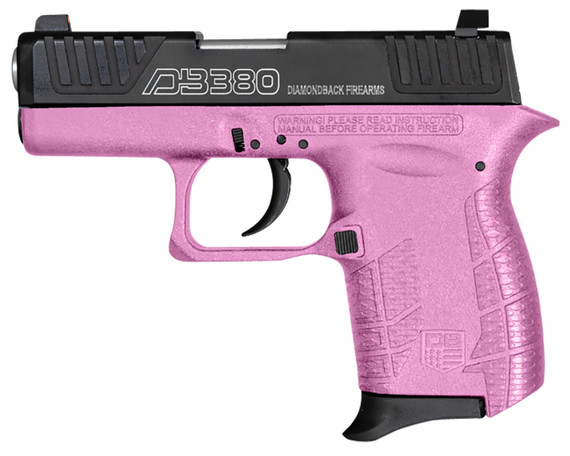 Diamondback DB0100E112 DB380 Gen4 Micro-Compact Frame 380 ACP 6+1, 2.80 in Stainless Steel Barrel, Nickel Boron Serrated Stainless Steel Slide, Pink Polymer Frame w/Beavertail & Grip, Pistol