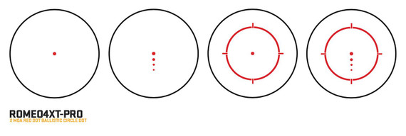 Sig Sauer Electro-Optics SOR44001 Romeo4XT-Pro Black 1 x 20 mm 2 MOA Red Ballistic Circle Dot Multi Reticle, Red Dot Sight