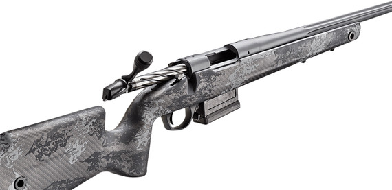 Bergara B14S751 B-14 Crest 308 Win 3+1 20 in Fluted/Threaded, Sniper Gray Cerakote Barrel/Rec, Monte Carlo Carbon Fiber Stock with Black & Gray Splatter, Omni Muzzle Brake, Rifle