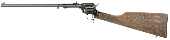 Heritage Mfg BR226B16HSWB06 Rough Rider Rancher 22 LR 6rd 16 in, Blued Barrel/Rec, US Flag Engraved Walnut Stock, Leather Sling Included, Rifle