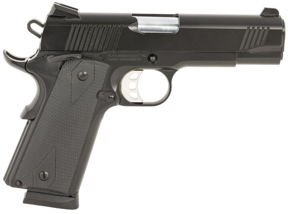 Tisas 10100119 1911 Carry B45 Compact Frame 45 ACP 8+1, 4.25 in Hard Chromium Coated Steel Barrel, Black Cerakote Serrated Steel Slide, Dark Gray Cerakote Aluminum Frame w/Beavertail, Pistol
