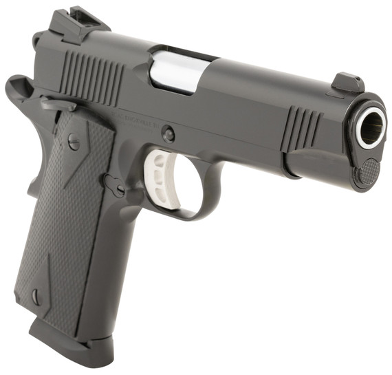 Tisas 10100119 1911 Carry B45 Compact Frame 45 ACP 8+1, 4.25 in Hard Chromium Coated Steel Barrel, Black Cerakote Serrated Steel Slide, Dark Gray Cerakote Aluminum Frame w/Beavertail, Pistol