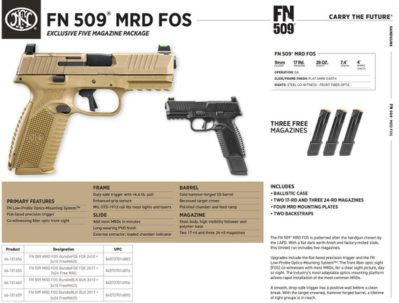 FN America Law Enf 509 MRD FOS 66-101659, Striker Fired, Semi-automatic, Polymer Frame Pistol, Full Size