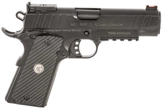 EAA GIRSAN 390605 MC1911 C Carry Frame 10mm Auto 9+1, 4.40 in Black Steel Barrel, Blued Serrated Steel Slide, Black Steel Frame w/Beavertail & Picatinny Rail, Black Grip, Pistol