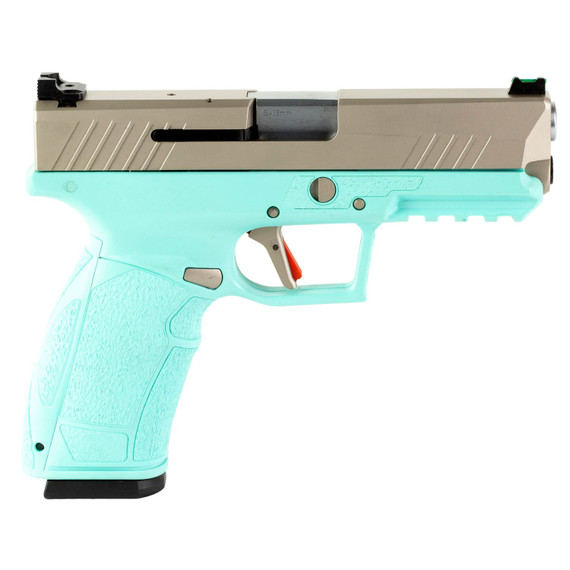 Tisas 15000134 PX-9 Carry 9mm Luger 20+1 18+1 3.50 in Steel Barrel, Optic Ready/Serrated Carbon Steel Slide, Robin Egg Blue Cerakote Polymer Frame w/Beavertail & Picatinny Rail, Robins Egg Blue Grip, Pistol
