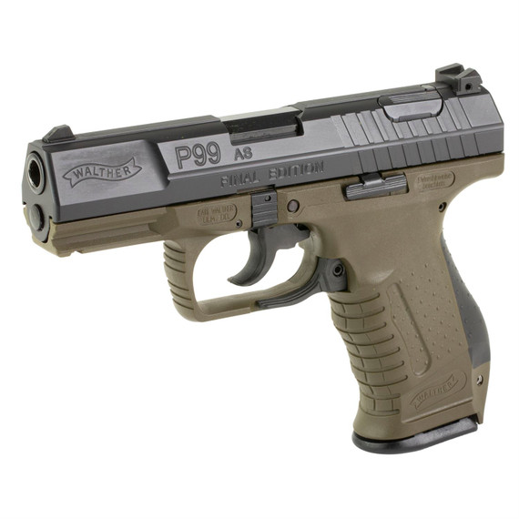 Walther Arms 2874172 P99 Final Edition 9mm Luger 15+1 4 in Black Steel Barrel, Black Cerakote Serrated/ inFinal Edition in Engraving Steel Slide, OD Green Polymer Frame w/Picatinny Rail, OD Green w/Interchangeable Backstraps Grip, Pistol