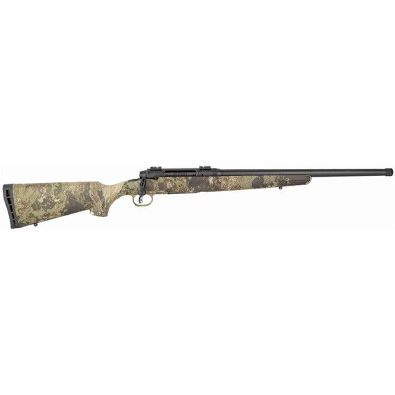 Savage Axis II Compact, Bolt Action Rifle, 300 Blackout, 20 in Medium Contour Barrel, Threaded 5/8x24, Matte Finish, Black, Veil Wideland Camo Synthetic Stock, 2 Piece Weaver Base, 4 Rounds, Right Hand 23268