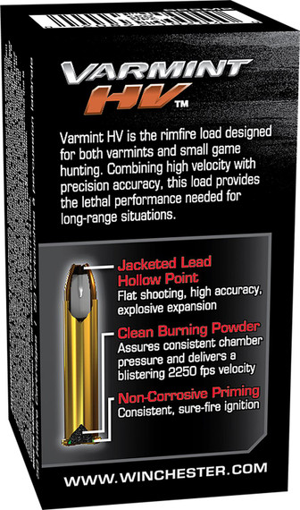 Winchester S22M2 Varmint HV 22WMR 30gr Jacketed Hollow Point 50 Per Box/40 Case Rimfire Ammunition