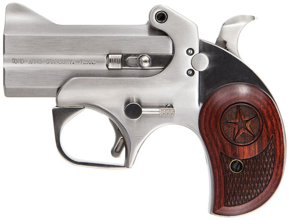 Bond Arms BATD Texas Defender 357 Mag/38 Sp 2rd 3 in Barrel, Stainless Metal Finish, Rosewood Grip, Blade Front/Fixed Rear Sights, Break-Action, Handgun