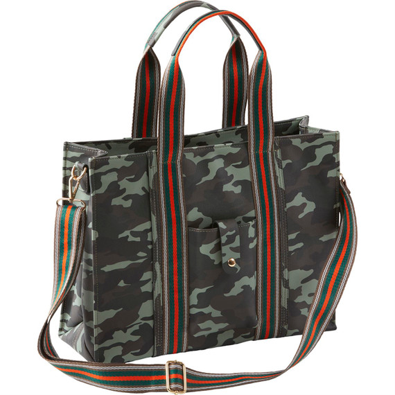 Bulldog Cases Cross Body Style Purse BDP-043, Black/Green/Brown Camo Pattern with Stripes, Universal Fit Holster Included BDP-043