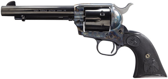 Colt Mfg P1840 Single Action Army Peacemaker 45 Colt (LC) 6 Shot 4.75 in Blued Barrel & Cylinder, Color Case Hardened Frame, Black Polymer Grip , Revolver