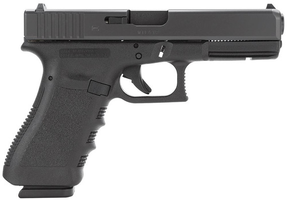 Glock PI3750201 G37 Gen3 45 GAP 4.49 in Barrel 10+1, Black Frame & Slide, Finger Grooved Rough Texture Grip, Safe Action Trigger, Pistol