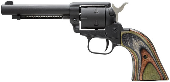 Heritage Mfg RR22MBS4 Rough Rider 22 LR 22 WMR 6 Shot 4.75 in Black Satin Barrel, Cylinder & Frame, Camo Laminate Grips , Revolver