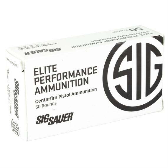 Sig Sauer FRANGIBLE E9MMF1-50, 9MM+P, 90 Grain, Round Nose, 50 Round Box E9MMF1-50