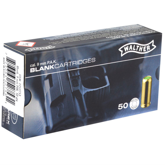 Umarex 9MM Blanks, For use with 9mm PAK self loading replica's only, 50 Round Box 2252753