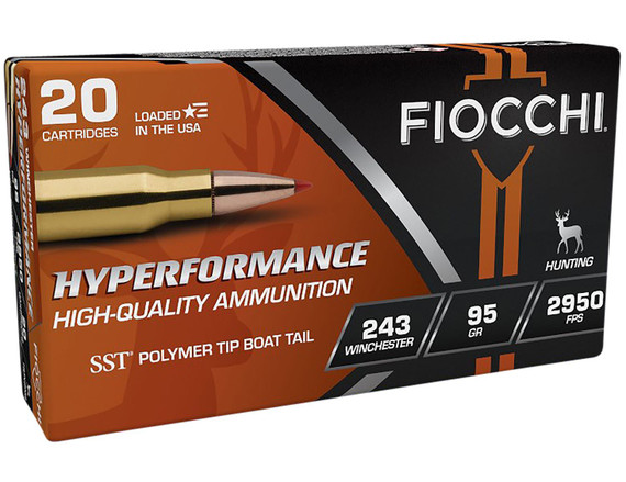 Fiocchi 243HSB Hyperformance 243Win 95gr Super Shock Tip 20 Per Box/10 Case Centerfire, Rifle Ammunition