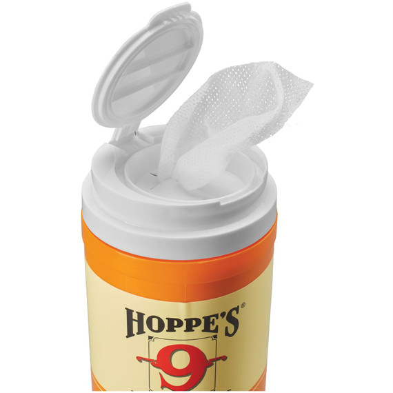 Hoppe's Large Lubricating Gun Oil Field Wipes, Canister of 120 Wipes 9GO