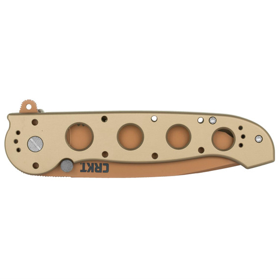 Columbia River Knife & Tool M16-14D Folding Knife, 3.99 in Tanto Blade, Combo Edge, Aluminum Handle (Desert Color), AUS 8/ Copper Titanium Nitride Finish, Locking Liner M16-14D