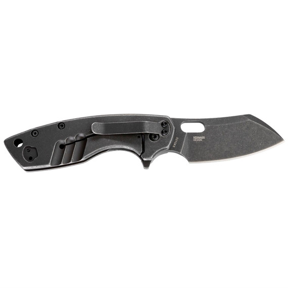 CRKT 5315KS Pilar Large 2.67 Fold Plain Black Stonewashed 8Cr13MoV SS Blade/Black Stainless Steel Handle Includes Pocket Clip, Knife