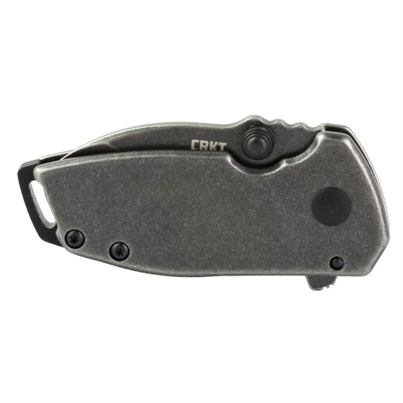 CRKT 2485K SQUID #405 Compact Fold Plain Stonewashed 8Cr13MoV SS Blade, Stainless Steel Handle, Includes Pocket Clip, Knife