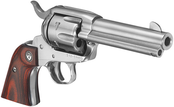 Ruger 5109 Vaquero Medium Frame 357 Mag/38 Special 6rd 4.62 in High Gloss Stainless Steel Barrel, Cylinder & Frame, Hardwood Grip, Transfer Bar Safety, Exposed Hammer , Revolver