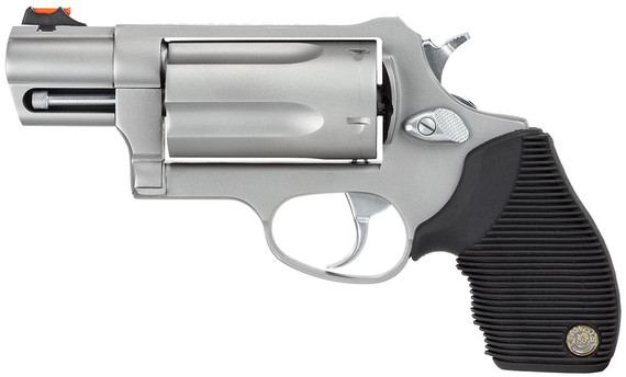 Taurus 2441039TC Judge Public Defender Small Frame 45 Colt (Long Colt)/ 410 Bore 5rd 2 in Matte Stainless Steel Barrel, Cylinder & Frame, Black Ribber Grip, Transfer Bar Safety, Exposed Hammer , Revolver