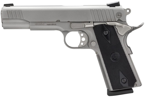 Taurus 1191109 1911 Full Size Frame 45 ACP 8+1 5 in Matte Stainless Steel Barrel, Serrated Stainless Steel Slide, Matte Stainless Steel Frame w/Beavertail, Black Checkered Polymer Grip, Right Hand, Pistol