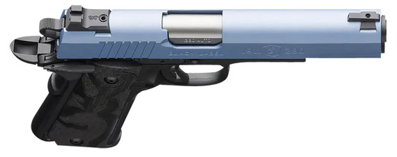 Browning 051989492 1911-380 Black Label Full Size Frame 380 ACP 8+1, 4.25 Matte Stainless Steel Barrel, Polar Blue Cerakote Serrated Aluminum Slide, Matte Black Poly Frame w/Beavertail, Pistol