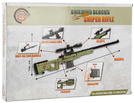 Caliber Gourmet CBGBB1 Sniper Building Blocks Black/Green Plastic 41 Long 1491 Pieces