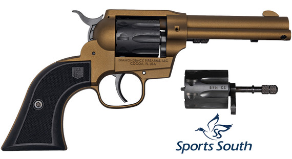 Diamondback DB055AA041 Sidekick Dual Cylinder Exclusive Color 22 LR/22 WMR 9 Shot, 4.50 Burnt Bronze Cera  BBL, Blk Cera Cylinder, Burnt Bronze Cera Zinc Alloy Frame, Blk Checkered Nylon Grip, Hammer Safety, Exposed Hammer, Rimfire Revolver