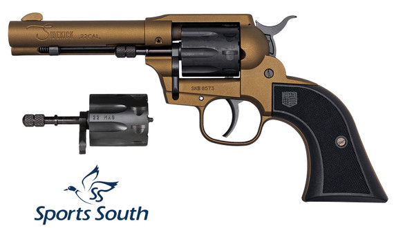 Diamondback DB055AA041 Sidekick Dual Cylinder Exclusive Color 22 LR/22 WMR 9 Shot, 4.50 Burnt Bronze Cera  BBL, Blk Cera Cylinder, Burnt Bronze Cera Zinc Alloy Frame, Blk Checkered Nylon Grip, Hammer Safety, Exposed Hammer, Rimfire Revolver
