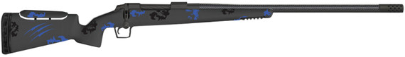 Fierce FCRFP7PRC24BBL Carbon Rival FP 7mm PRC 3+1 24 Black Carbon Fiber Match Grade Threaded Barrel, Black Cerakote Drilled & Tapped Steel Receiver, Adj Cheek Riser Battle Blue Camo Carbon Fiber Stock, Rifle